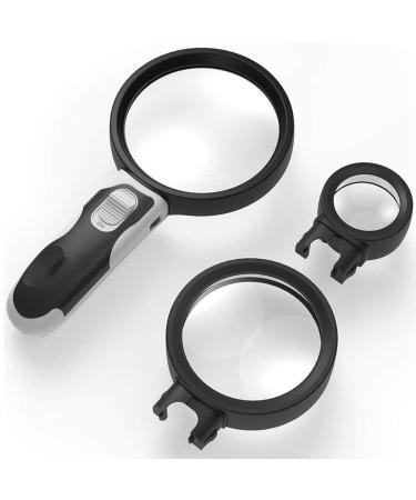 Glass with Light LED Hand-held Magnifier Portable 5.5-inch Super Lens - Easy for Mother and Father to Read Small Fonts 2X 4X 25x Lightweight Handheld Glass Made in China