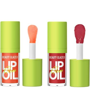 Big Brush Head Pink Lip Gloss Moisturizing Jelly Lip Gloss Oil Long Lasting Liquid Lipsticks Non-stick Cup Lip Tint Lip Glaze Fresh Texture Lip Gloss (#103+104)