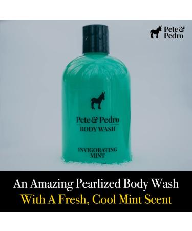 Pete & Pedro Mint Body Wash Invigorating Cooling Peppermint Scented Men's Shower Bodywash with Activated Charcoal | Helps Dry Skin | 12 oz - Buy Online on GoSupps.com