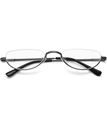 Vevesmundo Metal Reading Glasses Half-Moon Design | 3.5 Diopter Semi-Frame Glasses for Men & Women - Stylish Visual Aid - Buy Online on GoSupps.com