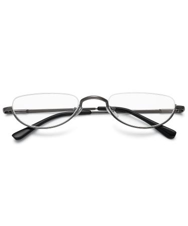 Vevesmundo metal reading glasses Halfbrille women men semi -frame half -moon design reading aid visual aid glasses with presumption 1 piece of gray reading glasses 3.5 dioptries