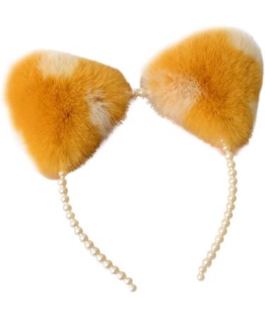 amangul Womens Animal for Ears Hair Hoop Pearl Headband Kitten Ears Hairband Halloween Party Hair Hoops Anime Cosplay Fancy(1) - Buy Online on GoSupps.com