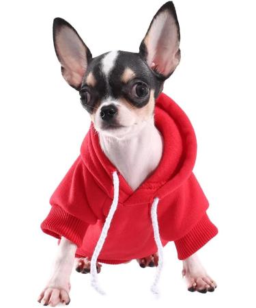 Paiaite Red Chihuahua Dog Hoodie | XS Winter Small Dog Sweatshirt | Leash Hole | Warm Pet Clothes for Puppy | Sweater Coat Clothing | JUST Dog IT - Buy Online on GoSupps.com
