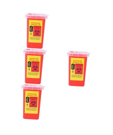 Angoily 4 pieces hairdressing container Blade storage bank Disposal holder Barbershop container waste container for sharp objects Storage box travel red trash