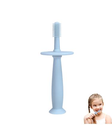 Infant Toothbrush | 360 Training Toothbrushes with Suction Base Infant Silicone Gum Massagers Toothbrush Teethers for 6-12 Months Babies Teething Toys for Babies Dobooo Blue