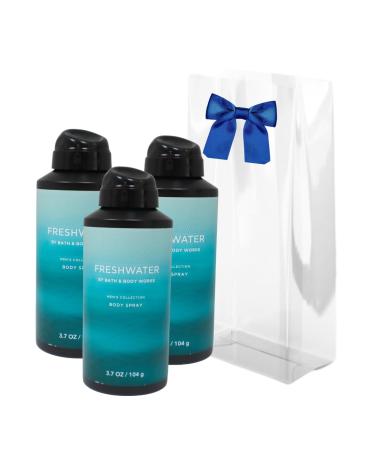 Bath & Body Works Men's Collection Deodorizing Body Spray - FRESHWATER - Gift Pack for Holiday - Lot of 3 Oak Moss 1.23 Fl Oz (Pack of 3)
