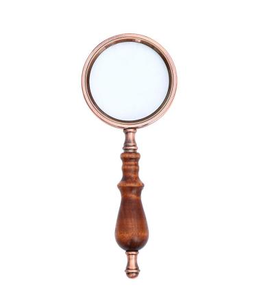 Glass Metallic Loupe Wooden Handle Vintage Reading Magnifier High-end Handheld Optical Glass Glass Bronze 10x Enlarged Mirror Tool Magnifier for Reading Made in China