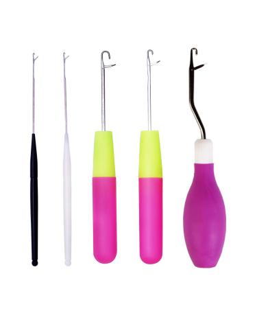 5 Pieces Different Size Latch Hook Set, Latch Hook Crochet Needle, Crochet Hook with Latch, Dreadlocks Crochet Hook Set, Latch Hook Crochet Needle, Bent Latch Hook for Carpet Making - Buy Online on GoSupps.com