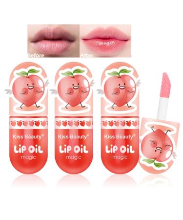 Mrettick 3Packs Hydrating Lip Oil Temperature Color Changing Lip Oil Plumping Lip Gloss Moisturizing Lip Oil Tinted for Lip Care and Dry Lip