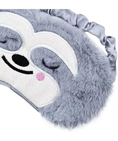 Grey Cute Sloth Sleeping Mask | Soft Plush Eye Cover for Kids & Adults | Funny Animal Sleep Mask for Travel & Meditation - Buy Online on GoSupps.com