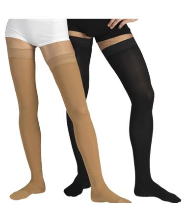 Tonus elast 23-32 mmHg AG compression stockings with silicone band with closed toe medical class II KKL 2 support stockings with an footlock for women and men (XL (170-182 cm) beige) XL (170-182 cm) beige