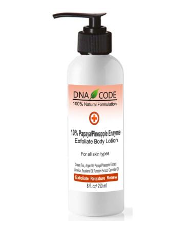 DNA Code-10% Papaya Pineapple Enzyme Clear Skin Body Lotion w/Argireline Hyluronic Acid Glycolic Acid Vit. C E CoQ10 8 Fl Oz (Pack of 1)