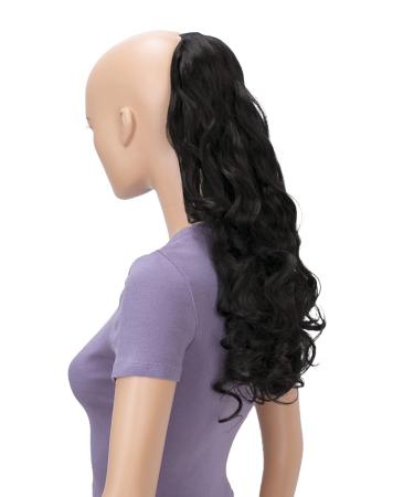 CAISHA 50cm Ponytail Braid Hair Extension - Curly Black Brown Hairpiece with 2 Bands | Shop Now! - Buy Online on GoSupps.com