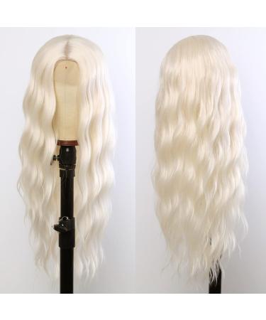 GIANNAY Blonde Wig  Platinum Blonde Wig Curly Wig Long White Loose Wave Wigs for White Women Ash Blonde Synthetic Heat Resistant Lace Front Wigs for Black Women Light Color Lace Wig Cosplay Fairy Wig