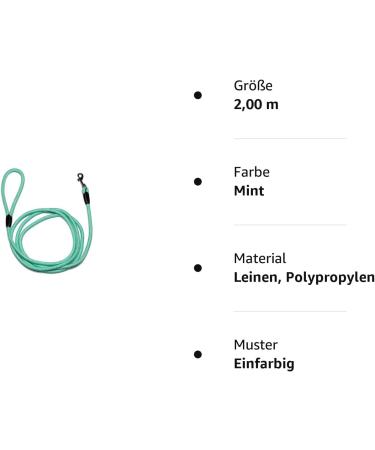 Premium 2.00 m Mint Rope Dog Leash - 10mm Basic with Hand Loop | 27 Colors & 7 Lengths Available | International Shipping - Buy Online on GoSupps.com