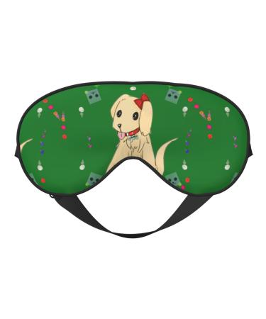 Cartoon Dog On Grass Unisex Elastic Adjustable Buckle Design Blackout Sleep Eye Mask for Home Travel Yoga Office Nap