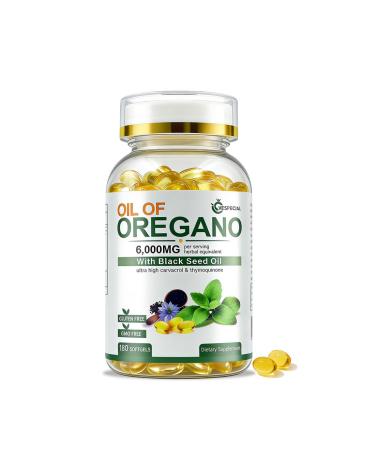 Vespecial Oil of Oregano with Black Seed Oil 180 Softgels | 2-in-1 Herbal Oregano Supplement with High Strength Carvacrol & Thymoquinone for Immune Support | Non-GMO Plant Based