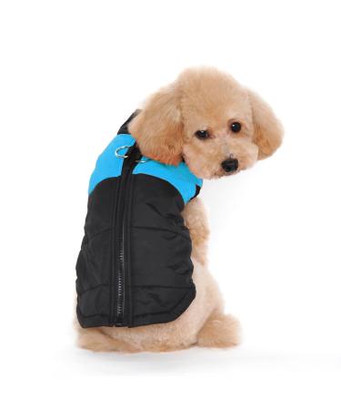 Ectkuee Winter Warm Pet Dog Clothes Small Waterproof Dog Coat Jacket Winter Quilted Padded Puffer Pet Clothes L bleu