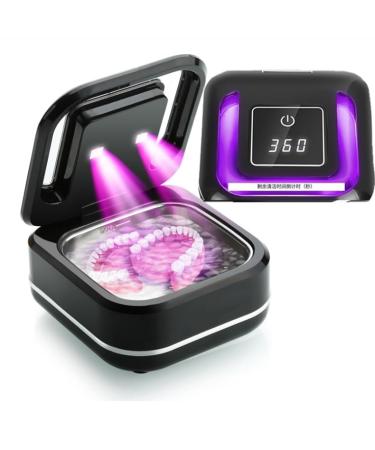 Nettoyeur ultrasons 45 kHz nettoyeur de proth se ultrasons avec lumi re UV nettoyeur professionnel portable pour retenue d'alignement prot ge-dents prot ge-dents bijoux (noir)