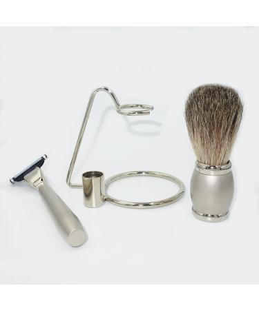HRTC Men's Shaving Brushes & 3-Layer Razor Holder - Premium Travel Set with Pure Roof Hair Nodes 11x13.5cm Silver - Buy Online on GoSupps.com