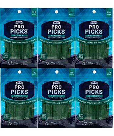 ProPicks MicroPick Dental Picks for Teeth Cleaning with Zinc Oxide Disposable Plastic Toothpicks for Teeth & Gums Protects Teeth & Massages Gums - 6 Packages x 120 Plastic Dental Picks 6 Count (Pack of 120)