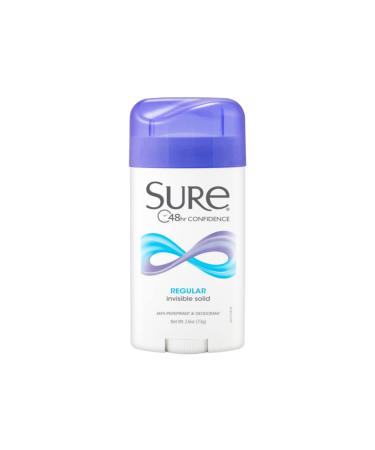 Sure Invisible Solid Anti-Perspirant Deodorant Regular Scent 2.6 oz - Pack of 6 - Buy Online on GoSupps.com