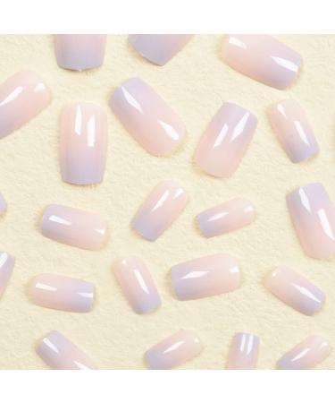 JUSTOTRY 24 pcs Medium Purple French Press on Nails - Nude Ballerina Stick on Nails for Women | Acrylic Coffin False Nails with Glue for Nail Art - Buy Online on GoSupps.com