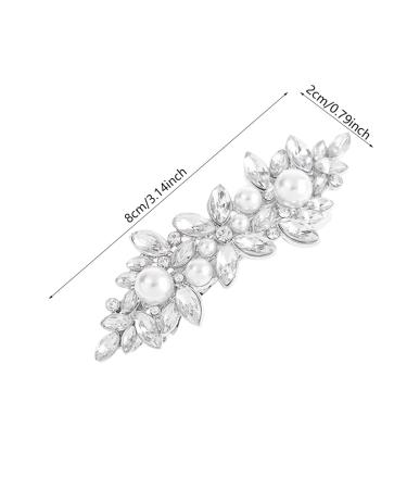 4 PCS Pearl Rhinestone Barrettes for Women - French Rhinestone Pearl Hair Clips | Bridal Hair Pins and Decorative Accessories - Buy Online on GoSupps.com
