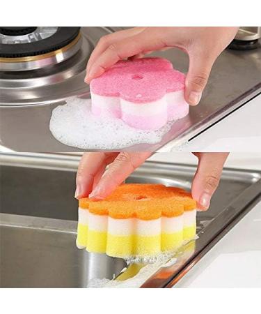 Sponges Scouring Pads 5pcs Flower Shape Sponge Brush Tableware Glass Wash Dishes Sponge Kitchen Home Christmas Cleaning Tool Random Color - Buy Online on GoSupps.com