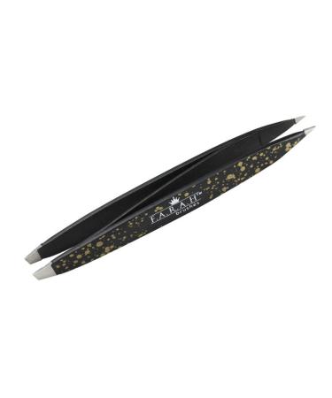 F.A.R.A.H. Z-Tweeze Professional Stainless Steel Dual Ended Precision Tweezers Galaxy Gold Style with Slanted and Pointed Tips