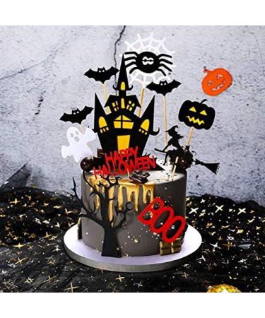 Set of 11 Halloween Cake Topper Haunted House Cake Topper Halloween Cake Decoration Ghost Cake Decoration Pumpkin Cupcake Decoration for Wizard Party Ghost Party Spider Party