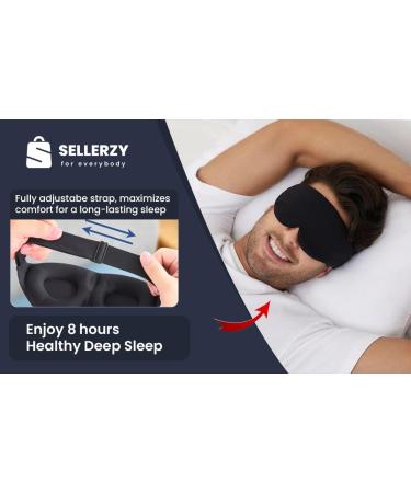 Premium 3D Contoured Sleeping Eye Mask - 100% Light Blocking Blindfold for Men & Women | Ideal for Travel Yoga & Naps | Breathable Comfort in Black - Buy Online on GoSupps.com