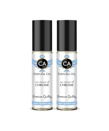 CA Perfume Impression of Chrome For Women & Men Replica Fragrance Body Oil Dupes Alcohol-Free Essential Aromatherapy Sample Travel Size Concentrated Long Lasting Attar Roll-On 0.3 Fl Oz-X2