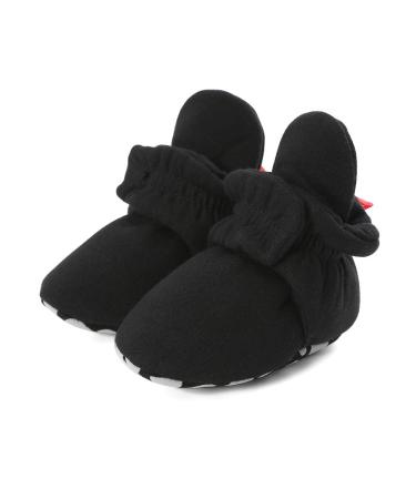 LACOFIA Baby Boys Girls Anti-Slip Soft Sole Slipper Booties Infant Winter Crib Shoes 6-12 Months C Black