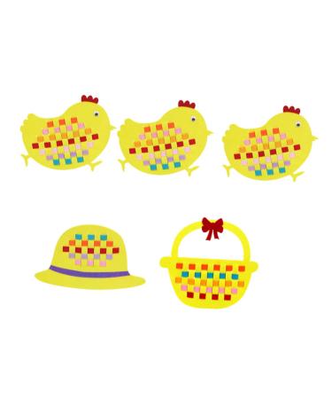Amosfun 5pcs Tobots Toys Infant Toys Squiz Toys Easter Party Supplies Easter Party Favors Easter DIY Basket Education Toy Baby Toys Chicken Shaped Toy Manual Yellow Gift Chicken Toy