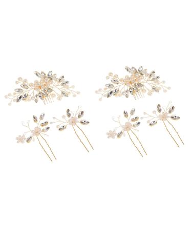 minkissy 2 Sets Hairpin Decorative Hair Combs Pearl Hair Combs Decorative Headpiece Bridal Hair Combs Hair Accessories for Girls Braids Accessories Pearl Headpieces Wedding Zinc Alloy Bride