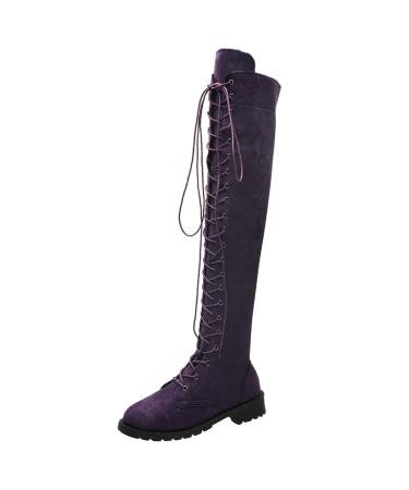 Women Overknee boots High boots with block heel Elegant Socktk chen Winter boots Women High Heels Lang Boots Elegant Shoes Comfortable Winter Warm Women's Shoes Long -Fool 40 EU Violet
