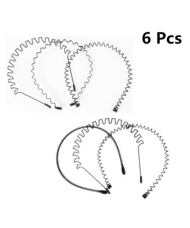 Voarge 6 Pcs Metal Hairband - Black Spring Wave Unisex Flexible Headband Accessories for Men & Women - Buy Online on GoSupps.com