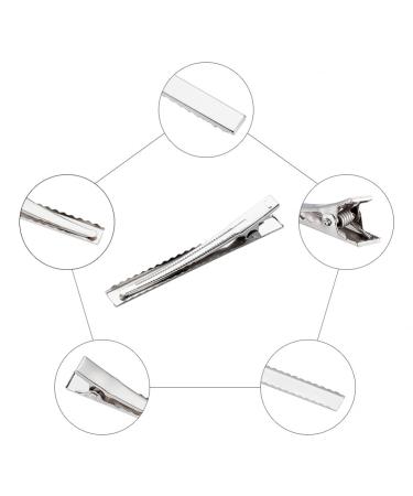 JZK 50 Silver Metal Duckbill Hair Clips - 6cm Crocodile Clips for Home Salon & DIY - Perfect for Girls & Women - Buy Online on GoSupps.com