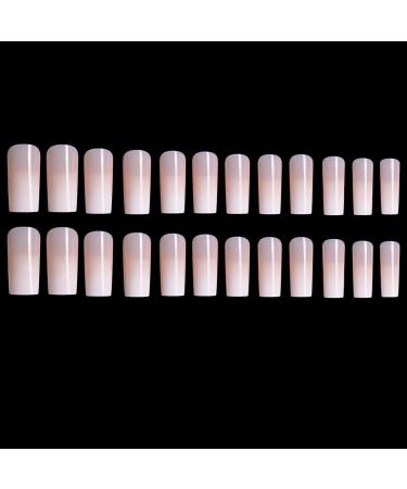 RikView Gradient French Acrylic Press on Nails - Nude Coffin Pink Glossy Square Fake Nails - Buy Online on GoSupps.com