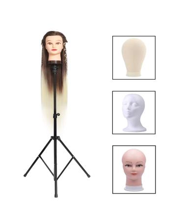 MEIBR Adjustable Mannequin Head Stand Tripod for Hairdressing & Cosmetology Training - Professional Metal Support (Black) - Buy Online on GoSupps.com