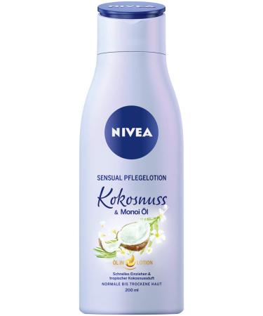 Nivea body sensual care lotion coconut & monoi oil in a 6-pack (6 x 200 ml) fast-picking body lotion with coconut fragrance body cream for 24h moisture 200 ml (6 Pack)