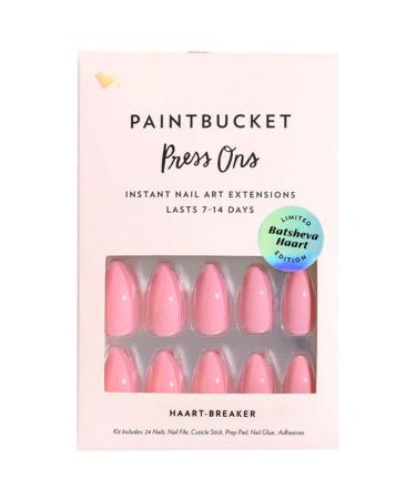 Paintbucket Haartbreaker Press On Nail Kit - Stick On French Tips Nail Set with Pink Nails