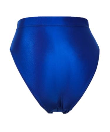YONGHS Womens Oil Glossy High Waist Booty Shorts Hot Pants High Cut Briefs Shiny Rave Dance Bottoms Royal Blue Large