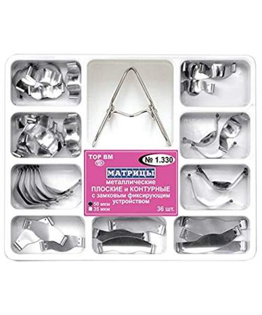 Dental sectional matrix band kit Dental Saddle Contoured Metal Matrices Matrix Universal Kit with Spring clip (36 pcs)