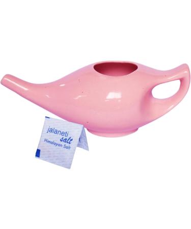 Premium Ceramic Neti Pot with 10 Neti Salt Sachets | Dishwasher Safe | 225ml Nasal Cleansing | Pink Color - Buy Online on GoSupps.com