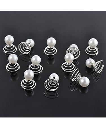 Chris.W 12Pcs Spiral Hair Pins Swirl Hair Twists Coils Hair Clip Accessories for Wedding  Prom  Party and Special Event(Pearl)