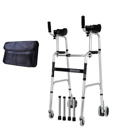 Walker Adjustable Elderly with Armrest Pads and Seat Elderly Disabled Smooth and Easy to Clean 4 Wheels Good Times