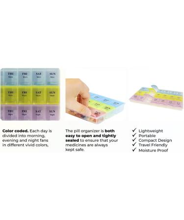 Weekly Pill Organizer with Snap Lids | 7-Day Morn/Noon/Night | Perfect for Vitamins & Medications - Buy Online on GoSupps.com