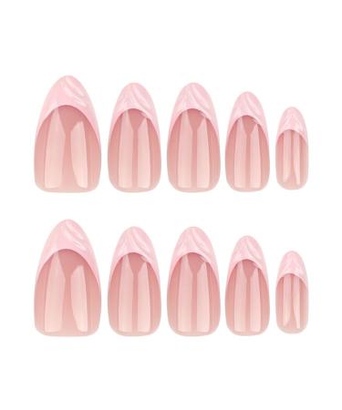 Foccna French Tip Press On Nails Almond - Short Acrylic Fake Nails with 3D Pink Design 24pcs Clear False Nail Tips for Stunning Manicure - Buy Online on GoSupps.com